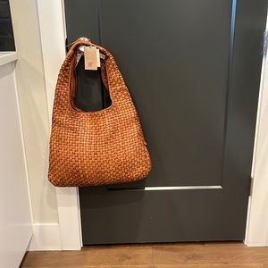 Unique exclamation, exclamation, large textured, genuine, leather shoulder bag
